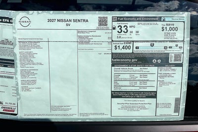 2027 Nissan Sentra SV