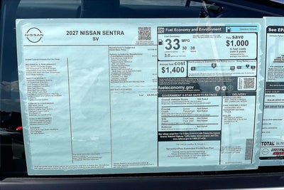 2027 Nissan Sentra SV