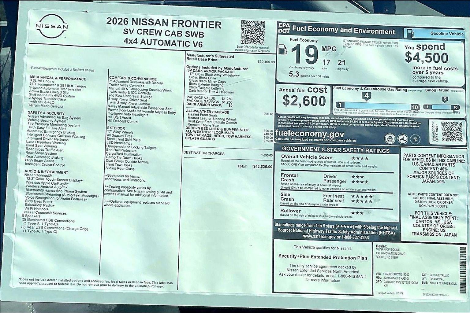 2026 Nissan Frontier SV